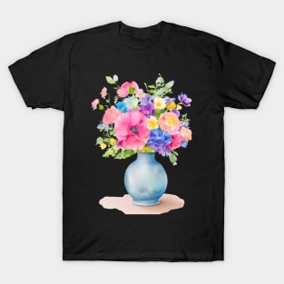 Vase of watercolor flowers T-Shirt